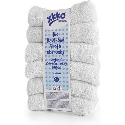 BIO bavlněné froté ubrousky XKKO Organic 21x21cm Bílé