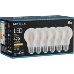 Mexen Vintis 6x LED филамент крушка E27, A60, 4W, Топла - 2200K, 470 lm, прозрачна (L150-E27-0422-00x06)