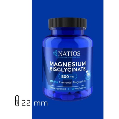 Natios Magnesium Bisglycinate 500 mg + B6 elem. hořčík 100 mg 90 veg. kapslí