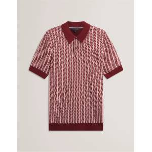 Ted Baker Блуза с яка Ted Baker Men's Herringbone Short-Sleeve Polo Shirt - Maroon