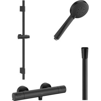 Комплект стенен смесител Т-500 за душ + тръбно окачване черен мат a5a2e18nb0 + a5b8113nb0 + a5b0709nb0 + a5b2116nb0 (173406)