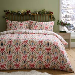 Catherine Lansfield Единично спално бельо в естествен цвят 135x200 cm Christmas Nutcracker Bows - Catherine Lansfield (BD/61781/W/SQS/NT)