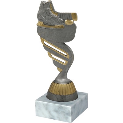 Soška LEDNÍ HOKEJ M/P423 bronzová bílý mramor 15 cm