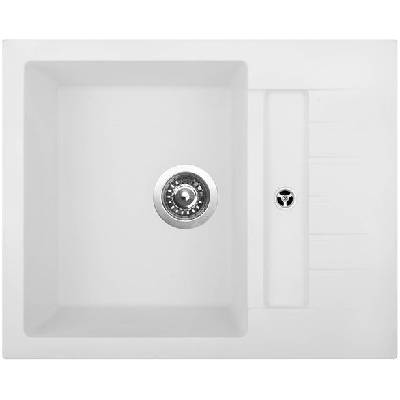 Sinks Crystal 615 Granitový dřez s vaničou a s odkapem oboustranné provedení, 61,5x50cm, milk, ACRCR61550028