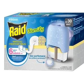 S. C. Johnson Електрически изпарител Raid Family с течен пълнеж, 30 нощи без парфюм