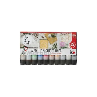 Marabu Контур с брокатен и металиков ефект 10 цвята