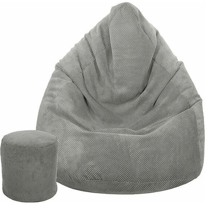 TopKing sedací vak XXXXL + podnožník XL plyš sivý