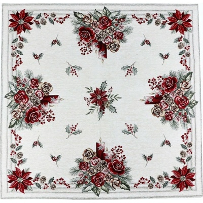 Mondo Vianočný gobelínový obrus Vianočná svieca 90 x 90 cm Chenille IT015 90 x 90 cm