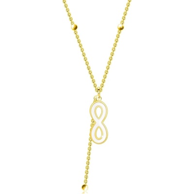 Šperky eshop Stříbrný zlatá barva, symbol infinity , tenký řetízek, korálky AC20.26