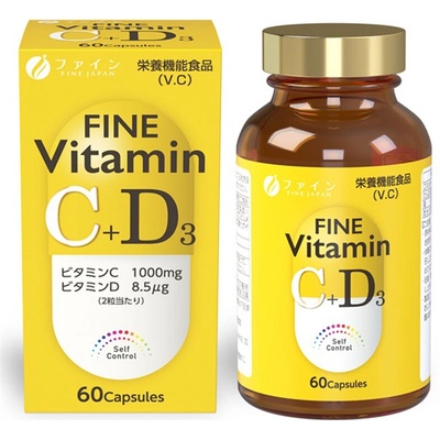 Fine Japan Витамин C + D3 60 капсули | Fine Japan (015432 (000343) FJ)