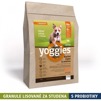 Yoggies Active granule lisované za studena s probiotiky Kachní maso & zvěřina 2 kg