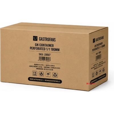 Gastrofans 6x gastronádoba 1/1 GN 100 mm, nerezová, perforovaná