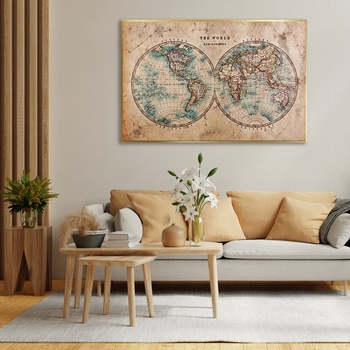 Image 1 of Decono Картина Винтидж Карта на Света