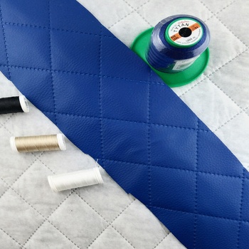 Ekokoža prešívaná ultrazvukom, farba tmavo-modrá, metráž 145 cm