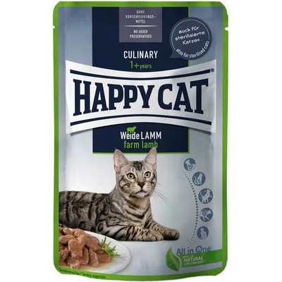 Happy Cat MIS Culinary Pasture-raised Lamb пауч за кастрирани котки aгнешко месо в сос 85gr