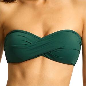 Seafolly Дамско бикини горнище Seafolly Women's Collective Twist Bandeau Bikini top - Evergreen - размер 42 (EU) (150-5059-0516)