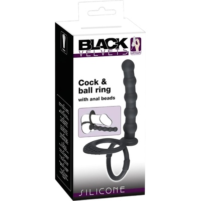 Black Velvets Black Velvet - Вибрационен пръстен с анален дилдо (черен)