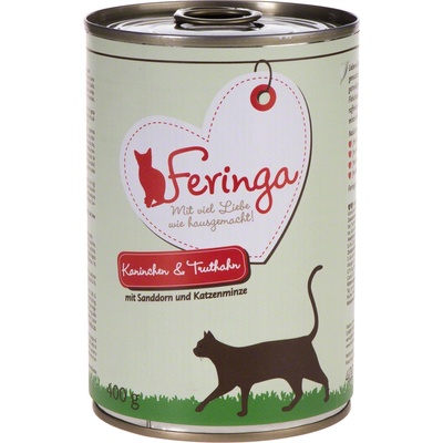 Feringa 6х400г Classic Meat Feringa, консервирана храна за котки - заек и пуешко с ракитник котешка мента