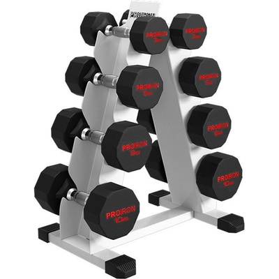 PROIRON pogumovaná sada činiek 3 - 10 kg 4 páry činiek stojan