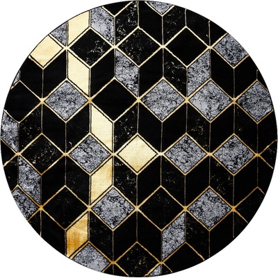 Dywany Łuszczów Gloss 400B 86 3D geometric Black / gold Čierna