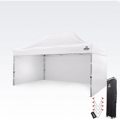 BRIMO Profesionálny promo nožnicový altánok 3x4,5m | Masívny ALU profil 1,8mm - s 3 stenami - Biela 14