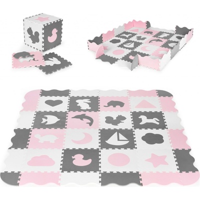 EcoToys Detská penová podložka puzzle 36 prvkov ružová