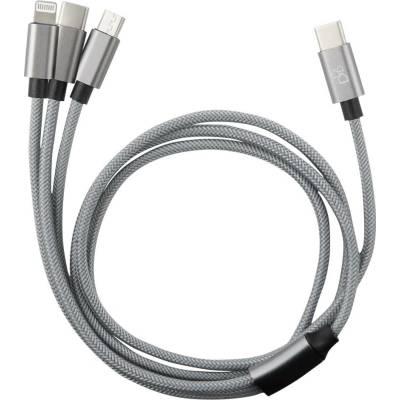 Bauhaus DC-084C-F-3 USB 3 v 1 2 × USB‑C USB micro Lightning 1m šedý