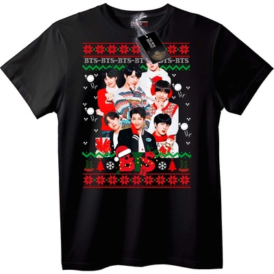 NOONEBRAND Тениска BTS Коледна - XL, Black