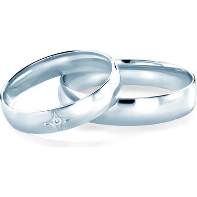 SAVICKI Сватбени халки: бяло злато, полукръгъл профил. 4 мм