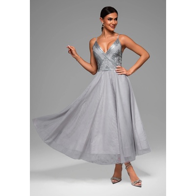 Edoti Evening dress LA-OM šedá
