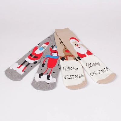 Коледен комплект термо чорапи в бежово и сиво
