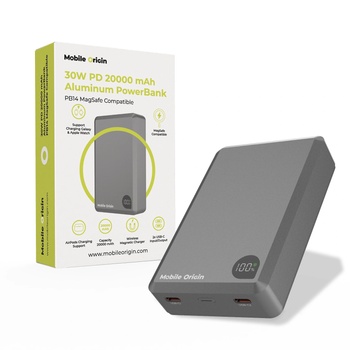 Image 1 of Mobile Origin Мобилен зарядно устройство Origin 30W PD 20000mAh Aluminium PowerBank PB14 MagSafe (MO-30WPD-PB14)
