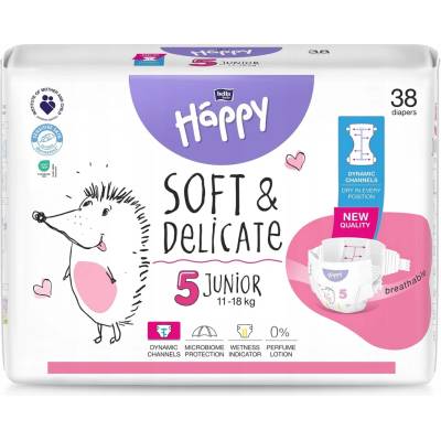 Bella Baby Happy Soft&Delicate 5 Junior 11–18 kg 38 ks