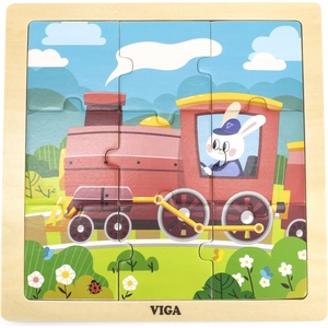 Viga Toys Дървен пъзел Viga Toys - Зайче машинист, 9 части (44631) - ozone