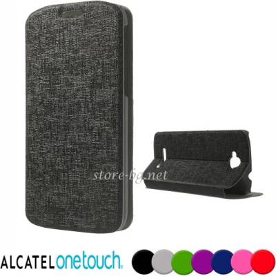 Alcatel Pop C7 Wallet Кожен Калъф + Протектор