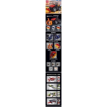 Mould King RC Traktor 4v1 + poľnohospodárske stroje Dual Mode Control 2716ks