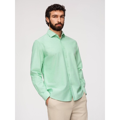 Ombre Clothing Мъжка памучна ризи оксфорд в пастелни цветове - мента V4 K705 Ombre Clothing Ombre Clothing | Zelen | МЪЖЕ | S