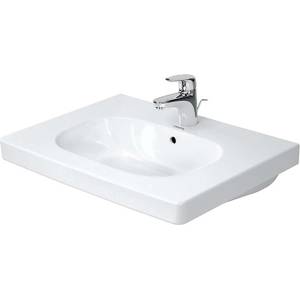Duravit D-Code - Умивалник за вграждане 65x49 см, с преливник, с отвор за смесител, бял 03426500002 (03426500002)