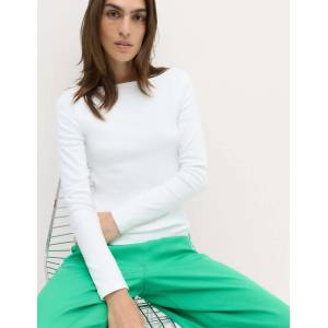 Marks & Spencer Топ с лодков деколте, с високо съдържание памук Marks & Spencer бял Marks & Spencer | Byal | ЖЕНИ | S