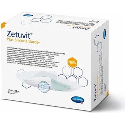 ZETUVIT Plus silicone border kompres sterilný 10 x 10 cm 10 ks
