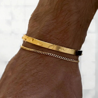 Комплект от две златисти или сребристи стоманени гривни | Мъжки гривни от стомана