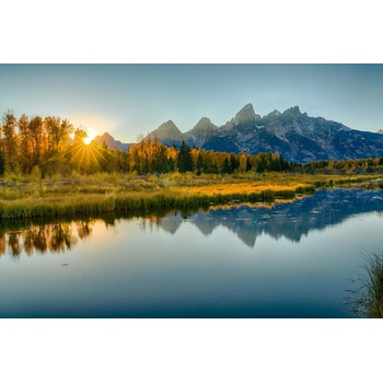 DIMEX ART s. r. o Флизелинов фототапет слънчеви лъчи на езерото 375 x 250 см