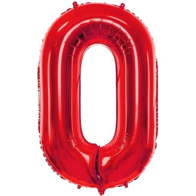 PartyDeco Fóliový balón číslo 0 červený
