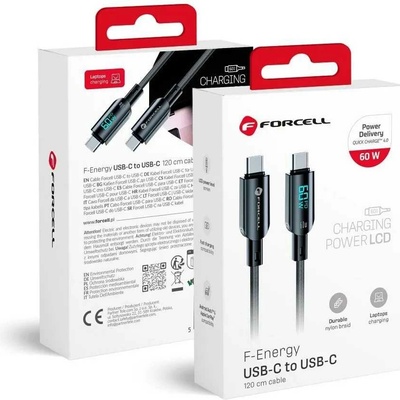 F-Energy C274 Type C na Type C QC4.0 PD 3A 60W Digital 1,2 m černý