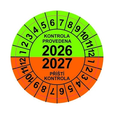Grafiko | Kontrolní kolečko typ 25 - 2026/2027 zelená/oranžová - Materiál fólie s ochrannou laminací, Rozměr aršík 30ks ⌀ 25mm