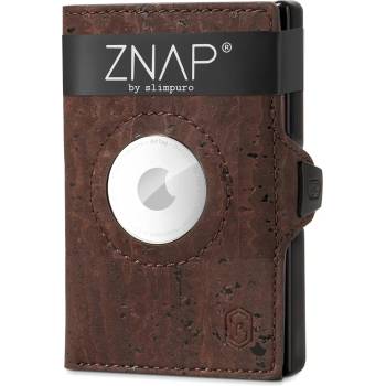 Slimpuro ZNAP Airtag Wallet, 8 карти, отделение за монети, 8, 9 x 1, 5 x 6, 3 см (Ш x В x Д), защита RFID (ZNAPAirBrownCork8) (ZNAPAirBrownCork8)