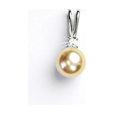 Čištín Zlatý přívěsek, bílé zlato, přírodní perla lososová P 1207A