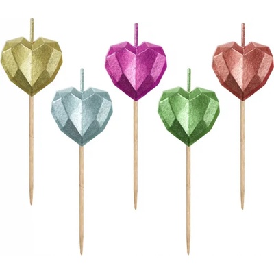 Godan Свещи за рожден ден - метални сърца, 5 бр