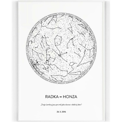 Hvězdná mapa 30 x 40 cm Napnuté plátno na dřevěném rámu