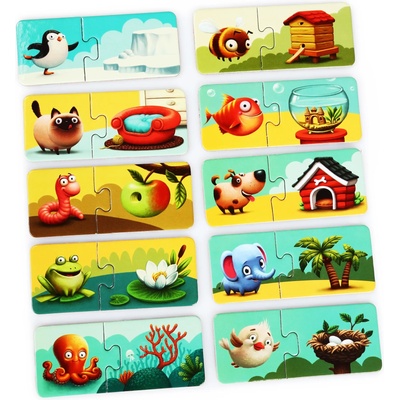 Puzzlika Комплект образователни пъзели за най-малките, Puzzlika - Кой къде живее (13074)